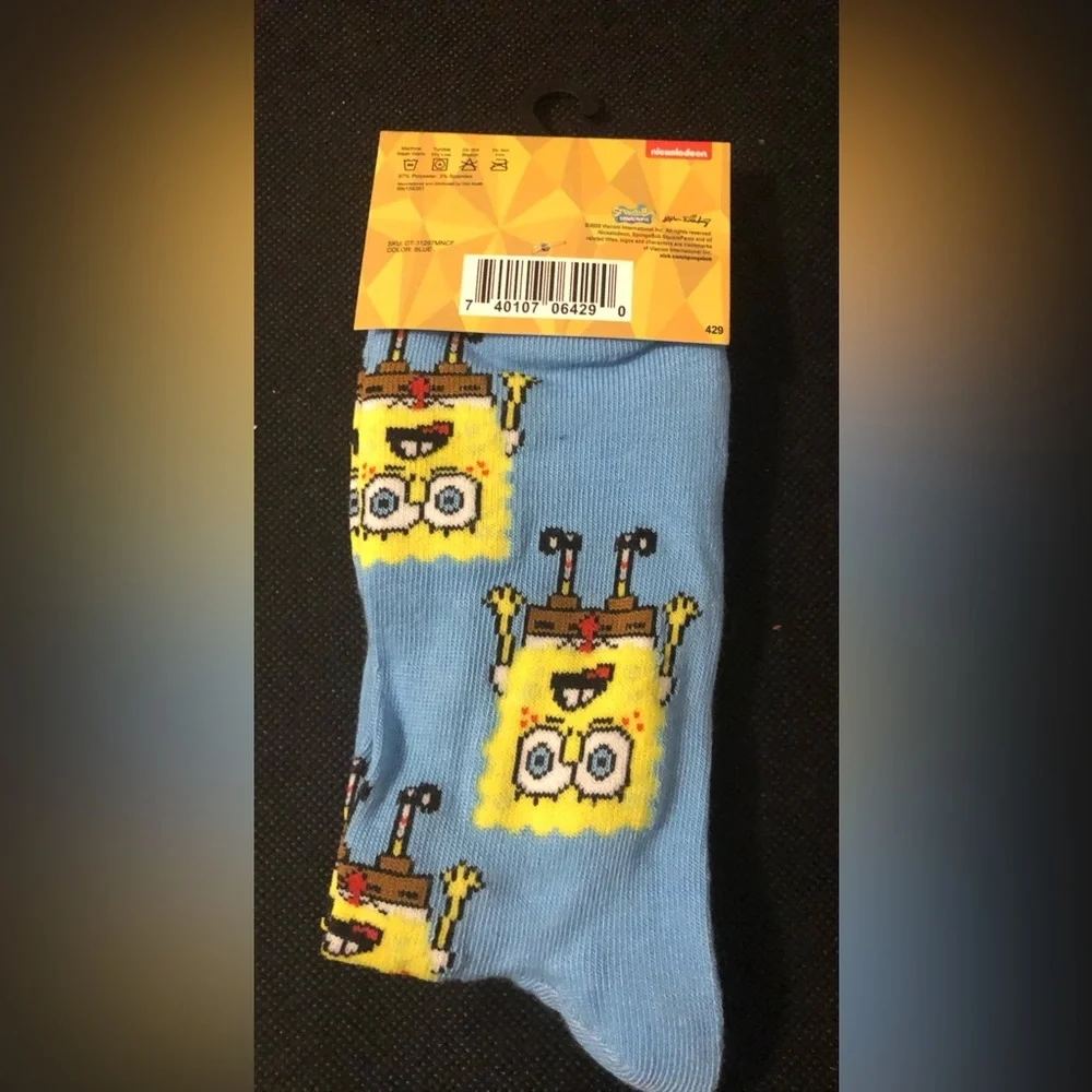 Spongebob squarepants crew socks shoe‎ size 6-12 new